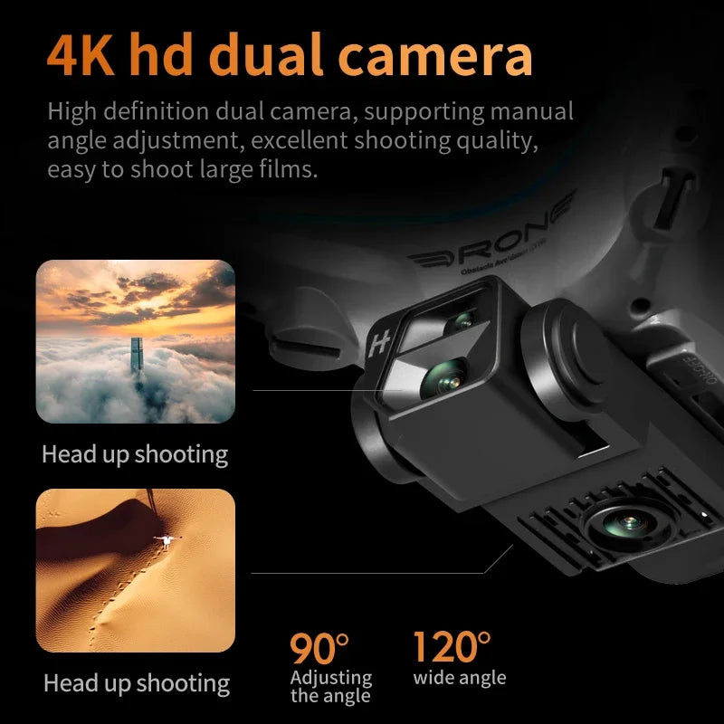 DRONE KY102, 4K ProfIssional HD, Dual Camera Aerial, Filme e fotografia 360, detector de Obstaculo